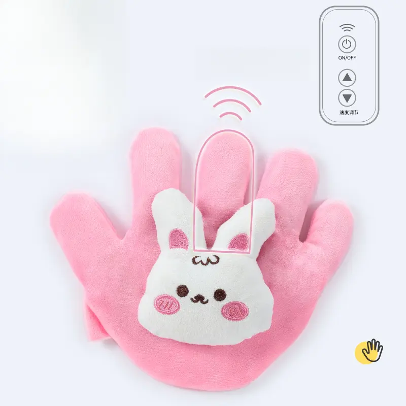 Soft Stuffed Crystal Velvet Animal Hand Puppet Home Decor Statue - Automatic Gentle Patting, On/Off Function, Soothing for Baby Sleep Time