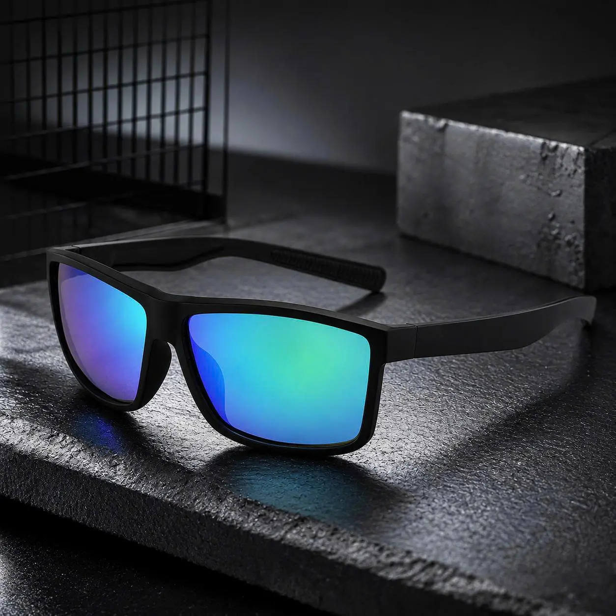 Unisex Rectangular Casual Shades - Full Rim Polycarbonate Frames, Polarized Blue Lenses, Everyday Wear Sunglasses for Women with Sun Protection