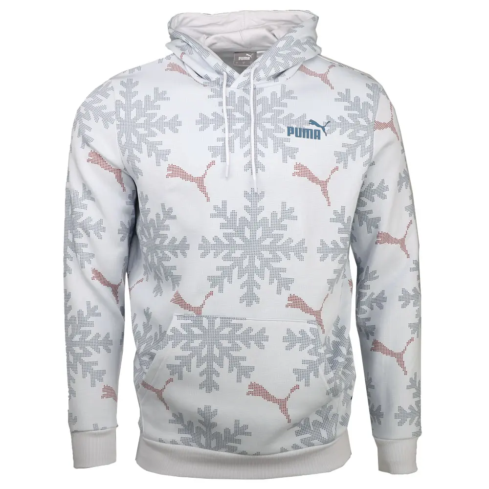 PUMA Mens Essentials Logo Lab Holiday Graphic Hoodie Casual Outerwear Casual Long Sleeve - Grey