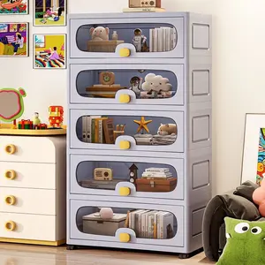 Toy Storage Box, Stackable Snack Bookshelf, Large Capacity Flip-Top Cabinet, New Bedroom Organizer, Ideal for Kids' Rooms
