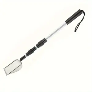 1pc Stainless Steel Telescopic Sand Sifter Shovel - Shark Tooth Design, Multi-functional Beach & Cat Litter Tool, Durable Treasure Hunting & Seashell Scoop for Portable Outdoor Adventures