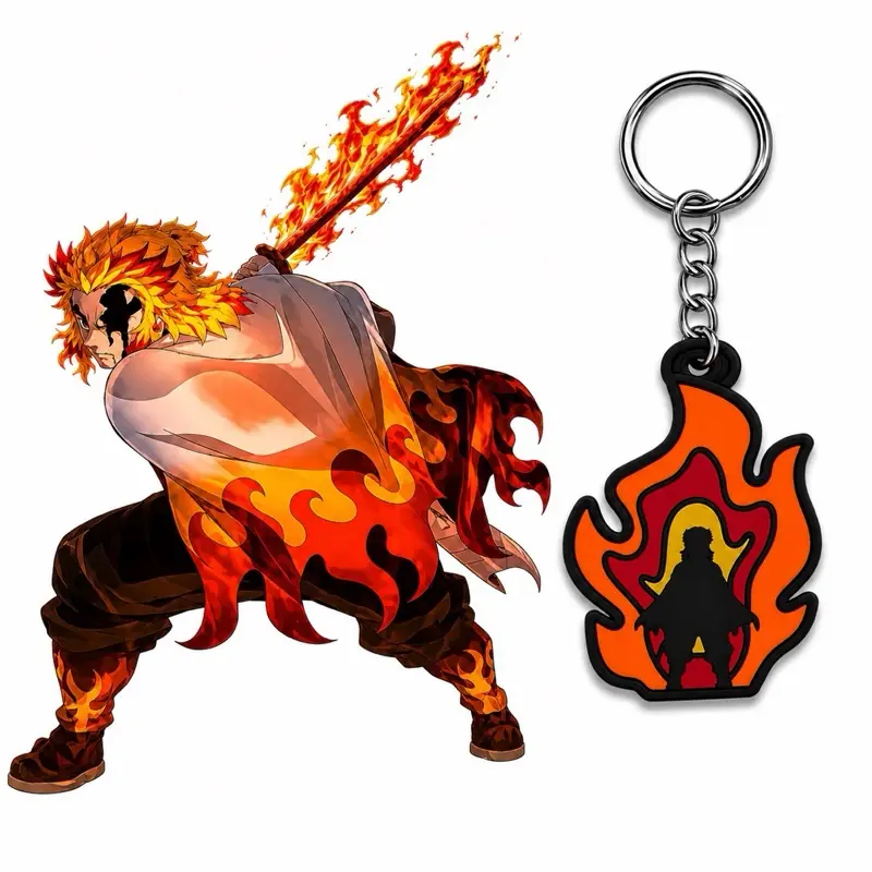 Rengoku "Set Your Heart Ablaze" Flame Hashira Anime Novelty Collectible Fun Keychain, Stylish Keychain, Handmade Keychain