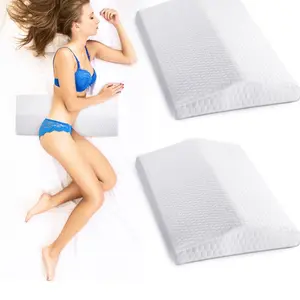 2 Pcs Back Pillow for Sleeping Lower Lumbar Support Pillow for Bed with Slow Rebound Memory Foam Triangle Wedge Bolster Pillow for Back Pain Hip Knee Waist Relief Soft Support Cushion