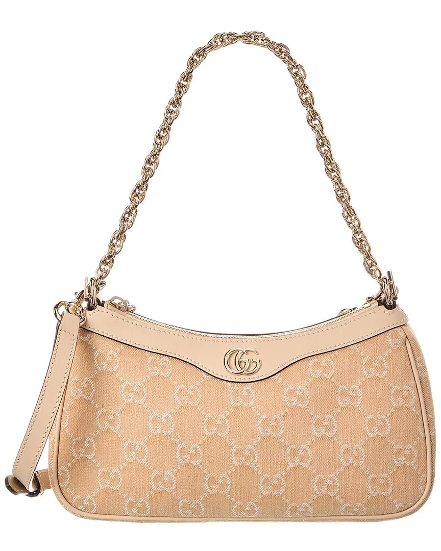 Gucci Small Medium GG Denim & Leather Shoulder Bag