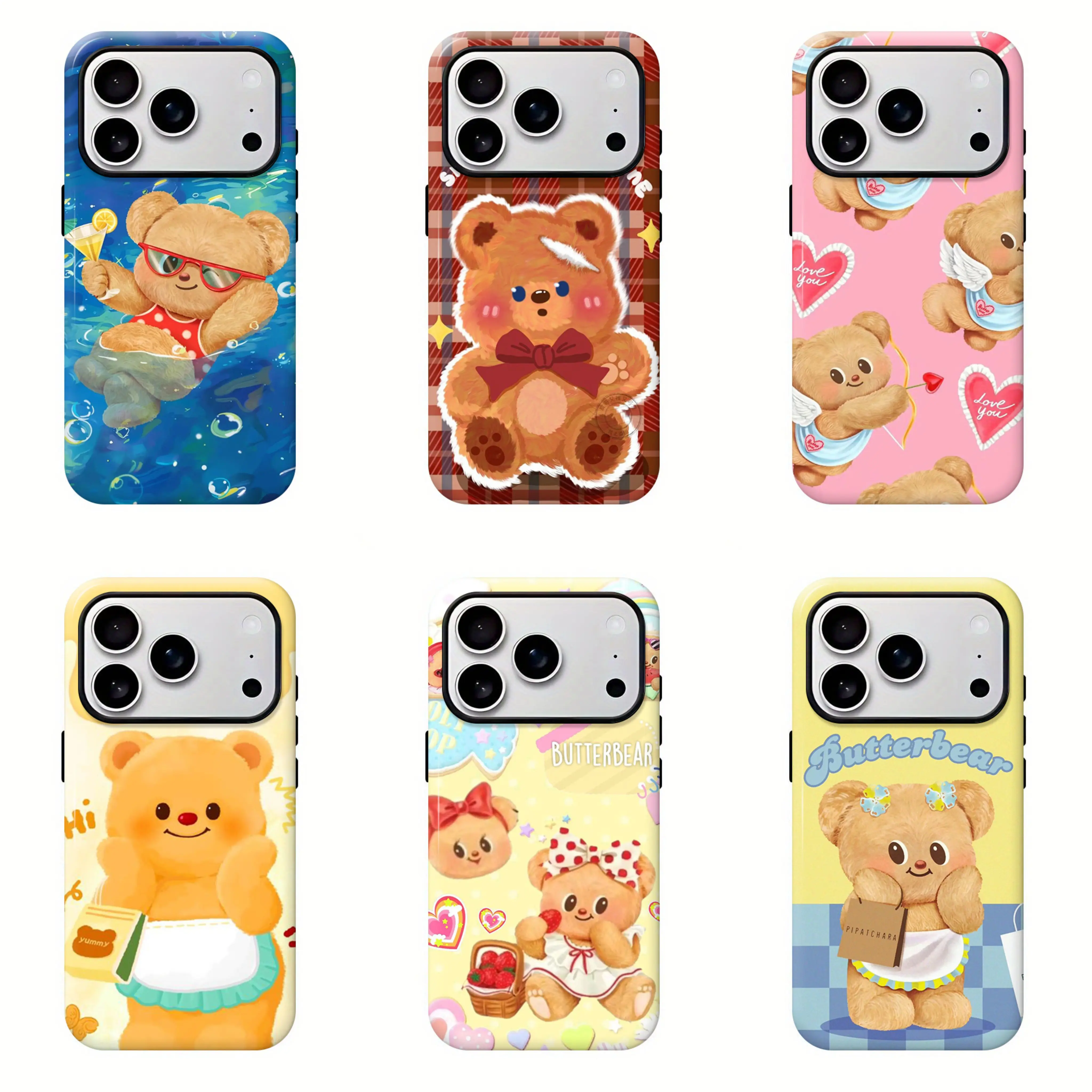 Butter Bear Cute Protective Phone Case with Wireless Compatibility for iPhone 17/16/15/14/13/12/11 Pro Max, XS, XR - Phone Accessories with Protection for Girls as a Gift