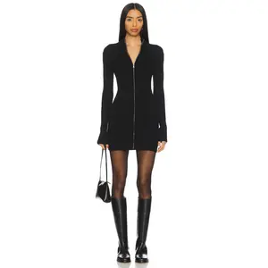 Lovers and Friends Zenni Zip Front Mini Dress in Black