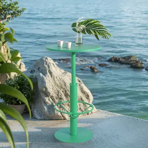 42" Tall Modern Industrial Bar Table-23.6" Dia Round Metal Top Bar Height Adjustable Standing Pub Table-Dining Room Bistro Table-Cocktail Table (Mint-green) round diningtable coffee coffetable