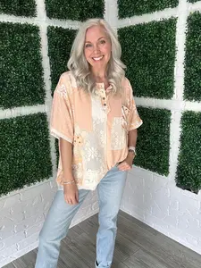 Coral Lace Dreams Short Sleeve