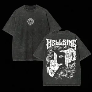 100 Pure Cotton Alucard Hellsing Hand Signs Anime T Shirt Vintage Oversized Heavyweight Unisex Tee for Anime Fans Manga Lovers Streetwear Graphic Top Retro Style Cool Gift Idea