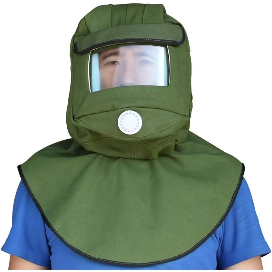 Sand Blasting Hood Cap, Canvas Shawl Sandblaster Protective Gear Mask Anti-dust Hood for Spraying Sanding , DIY Painting Woodworking Protection