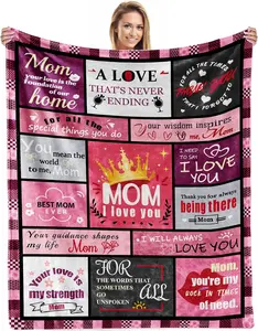 Gifts for Mom Throw Blanket Mom Blanket from Daughter Son, Gifts for Anniversary Birthday Gifts, I Love You Mom, Soft Comfortable Flannel Blanket