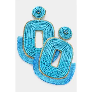 Rectangle Tassel Dangle Earrings