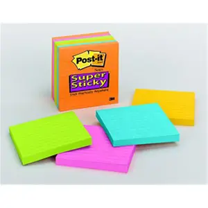 3M Company MMM6756SSAN Sticky note Notes Super Sticky Neon Fusion Colors 4 X 4 Lined 6 Pads