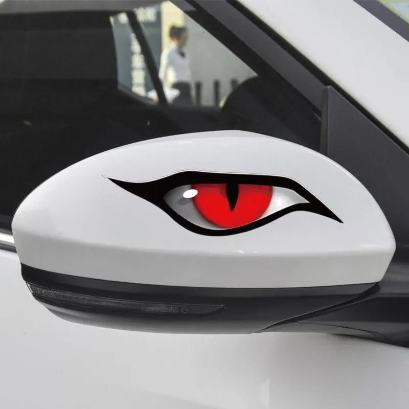 Supernatural Eyes Vinyl Decals, 1/2 Double Red Eye Design, Exterior Rearview Mirror Protective Decor, Creative Automotive Car Accessories
