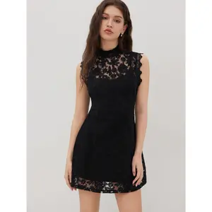 Cider Lace High Neck Mini Dress