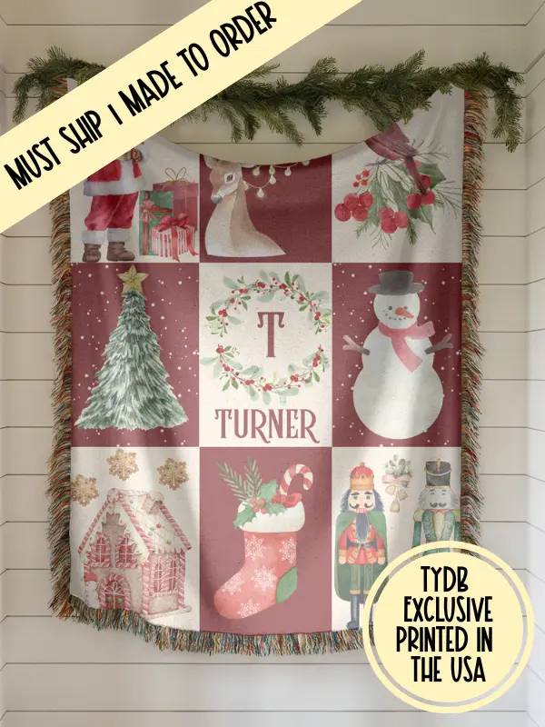Holiday Patchwork Keepsake Blanket – Custom Family Name
