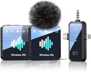 Wireless Lavalier Microphone for iPhone: Mini Microphone Noise Reduction - 328ft Transmission & 20H Battery Life for Video Recording, 3-in-1 Universal Camera & Android, Deep Grey