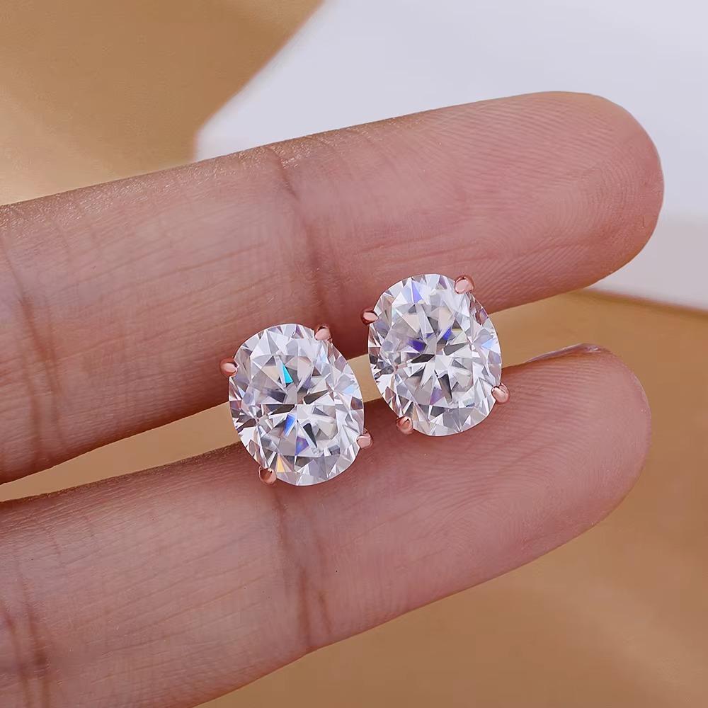 0.5-5ct Oval Cut Moissanite Stud Earring for Women D Color Sparkling Diamond 925 Sterling Silver Ear Studs Party Jewelry Gifts