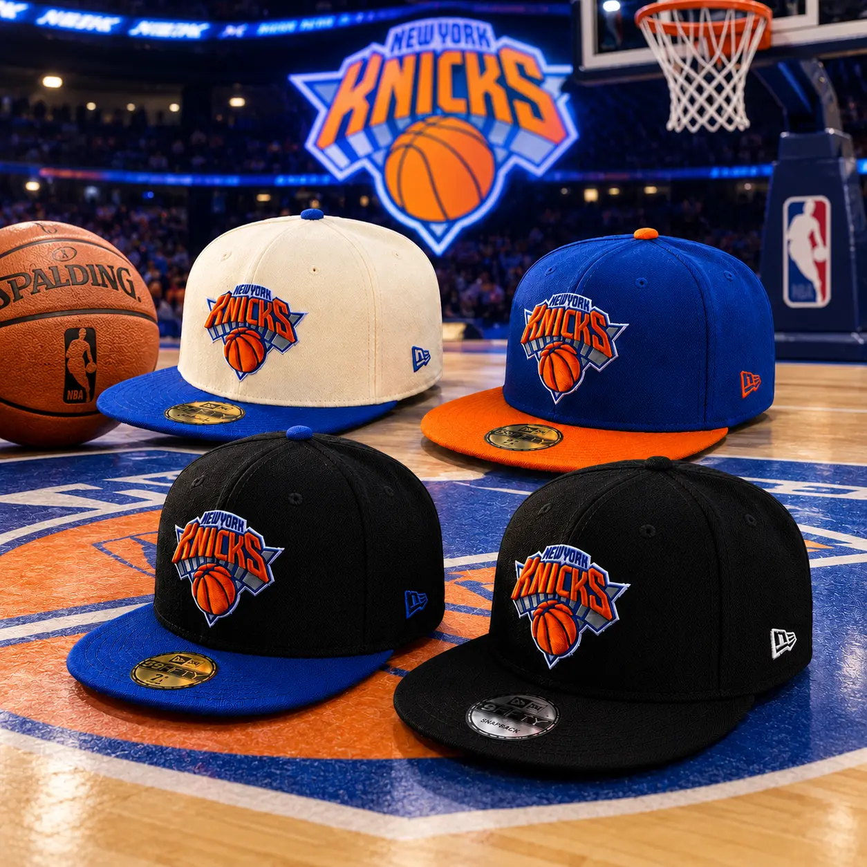 New York Knicks New Era Snapback Hat – Premium Flat Brim Basketball Cap, Embroidered NBA Logo, Adjustable Streetwear for Men & Women