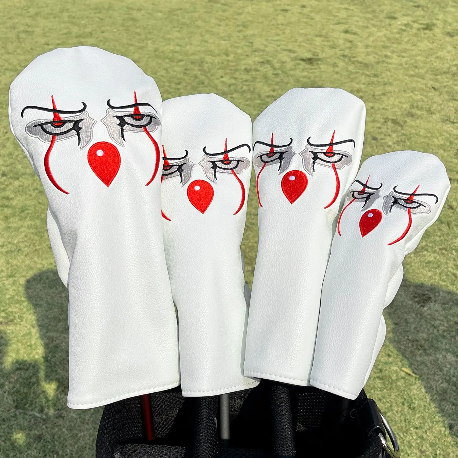 Christmas Deer Design Golf Club Covers, Head Covers for Driver, Fairway, Hybrids, Funny Golfer Gift, Unisex Golf Accessory