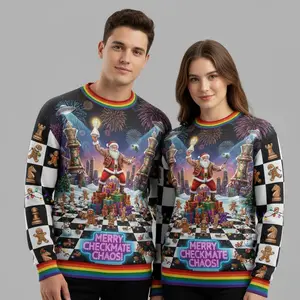 Santa's Gambit: Space Chess Ugly Sweater
