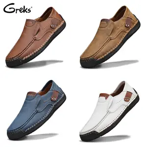 GREKS Men's Casual Lightweight Loafers Slip-On Dress Shoes Driving Moccasin Walking Shoes Light-Brown