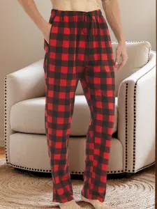 Men's Plus Size Christmas Plaid Pajama Sleep Pants, Autumn Winter Knitted Lightweight Fleece, Simple Loose Comfortable Home Lounge Pants