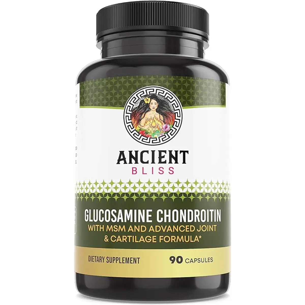 Ancient Bliss Glucosamine Chondroitin MSM for Joint Support with Cartilage Formula - 90 Capsules Dietary Supplement for Men & Women