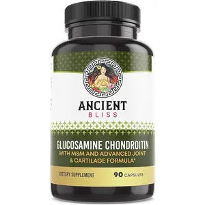 Ancient Bliss Glucosamine Chondroitin MSM for Joint Support with Cartilage Formula - 90 Capsules Dietary Supplement for Men & Women