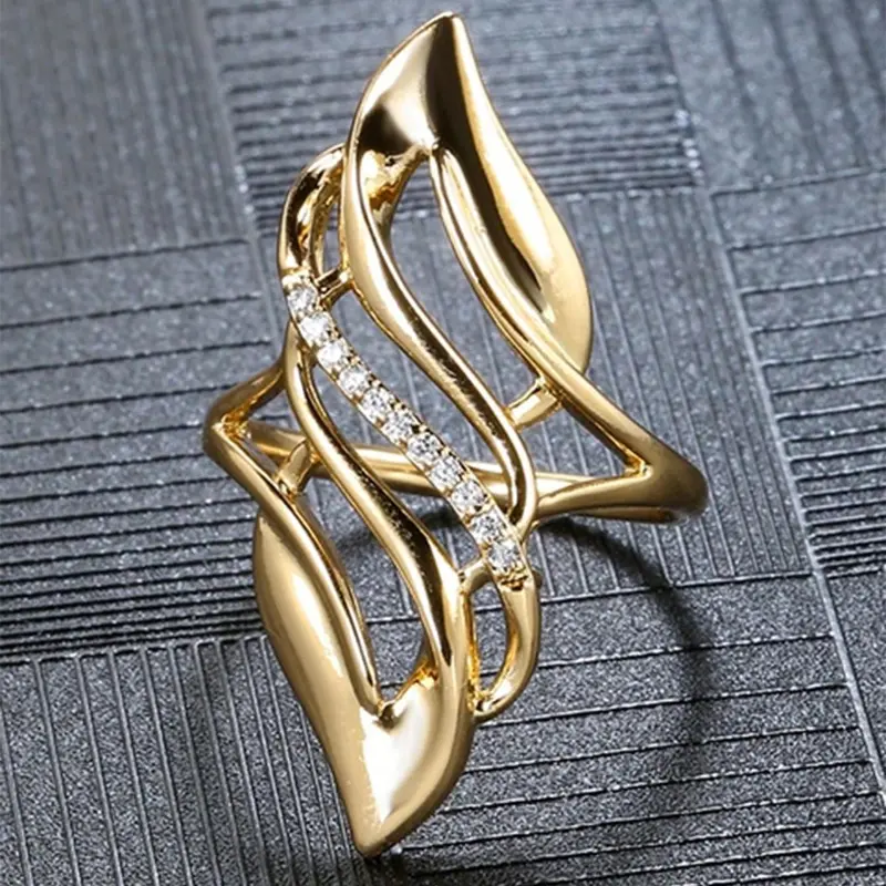 Elegant Zircon Decorated Cuff Ring, Geometric Design Ring, Fashion Accessories for Women for Party, Daily Clothing Decor, Trendy All-match & Exquisite Jewelry for Birthday Gift, Artificial Zircon Rings, Statement Ring, Fashionable Jewelry