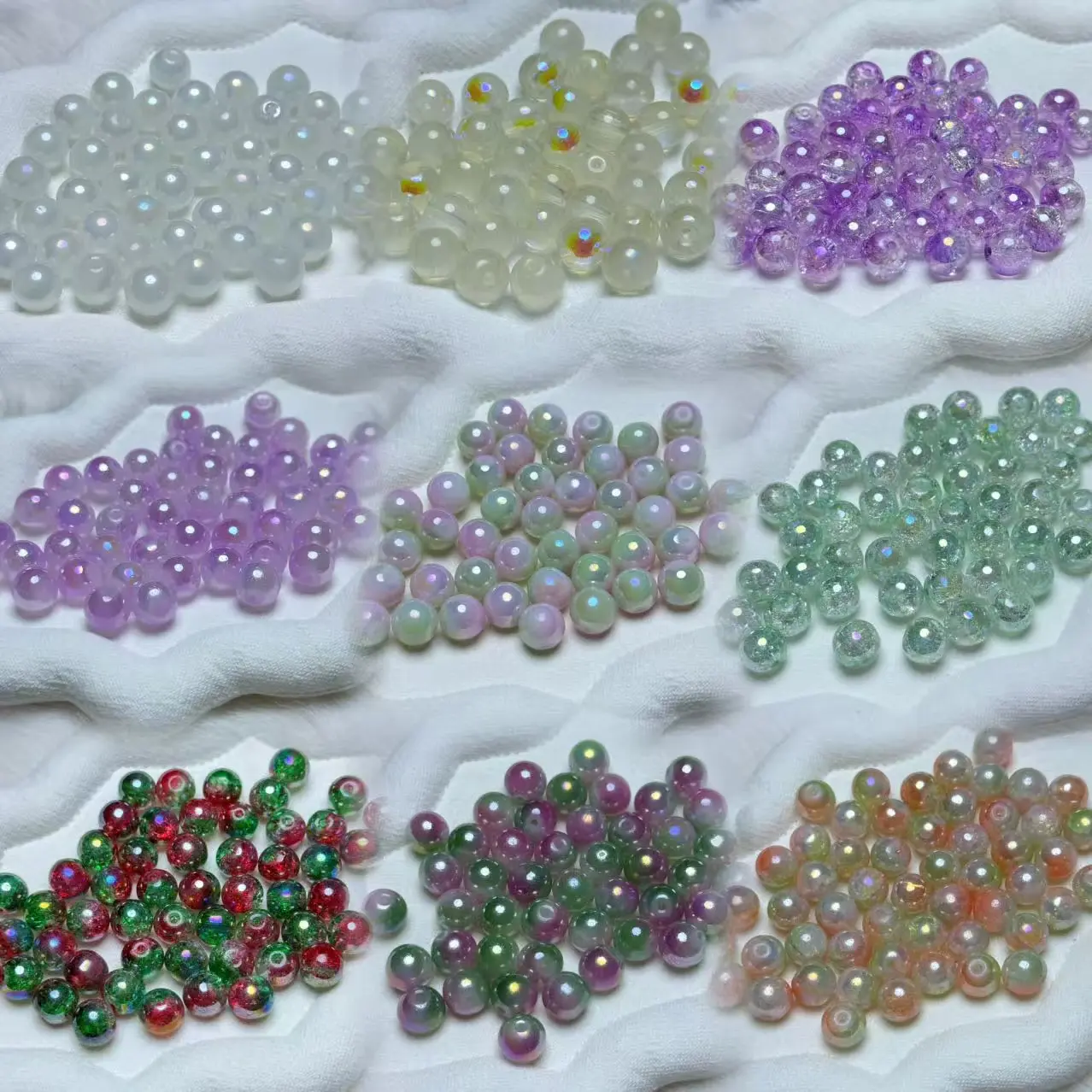 【AG1-14】10mm Electroplated Mermaid‑Luster Glass Beads for Bead Stringing 75ml