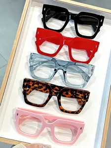 Women's Vintage Transparent Lenses, Large Square Frame, Y2K Candy Color Fashion Glasses, Casual Daily Wear, Beach Party Accessories, Trendy Beach Eyewear