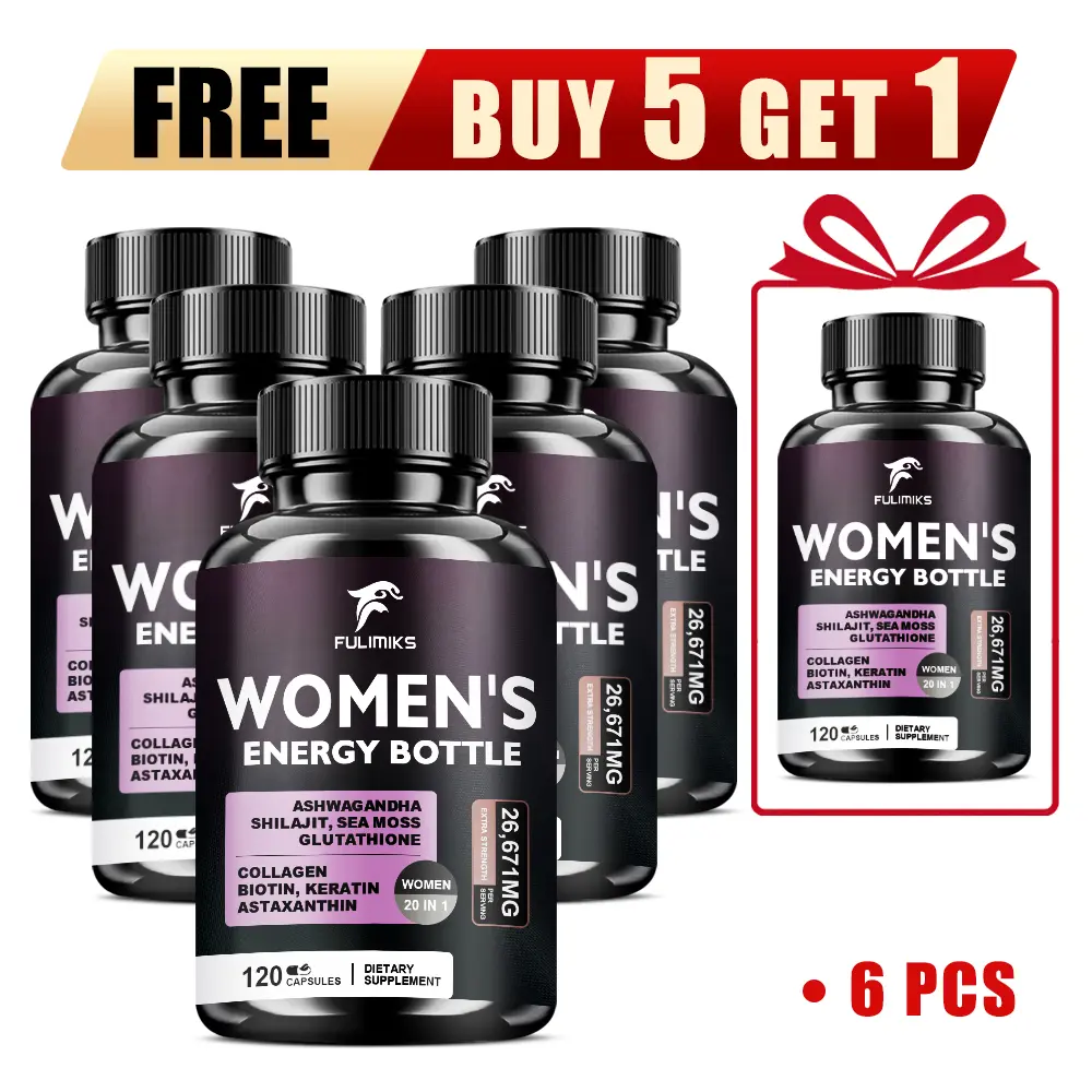 FULIMIKS Women's Energy Bottle - 20-in-1 Herbal Supplement with Ashwagandha Shilajit Sea Moss & Glutathione for Balance Well-Being Happiness - 6 Pack - TikTok Shop FULIMIKS Women's Energy Bottle - 20-in-1 Herbal Supplement with Ashwagandha Shilajit Sea Moss & Glutathione for Balance Well-Being Happiness - 6 Pack - TikTok Shop