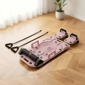 Adjustable Wooden Pilates Core Bed Home Fitness Equipment with Resistance Bands, Foldable and Storable, Sliding Fitness Board for Strength Core Training