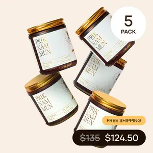 White Elephant Prik Nam Mun - 5 PACK | Premium Thai Chili Crisp (8 oz) | Artisanal Chili Crunch with Extra Virgin Olive Oil, Organic Shallots, Garlic & Truffles | Gourmet Hot Chili Oil