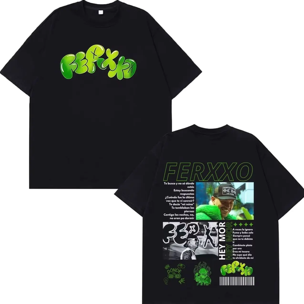 Rapper Feid Ferxxo Tour 2026 Print Tees Men Women Vintage Hip-hop T-shirts Short-sleeved Casual Loose Cotton T-shirts Fan Gifts Y