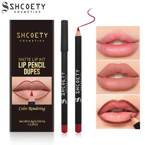 Matte Lip Liner Set 12 Colors – Smooth Creamy Texture, High Pigment, Long Lasting & Smudge Proof Lip Pencils for Defined Lips