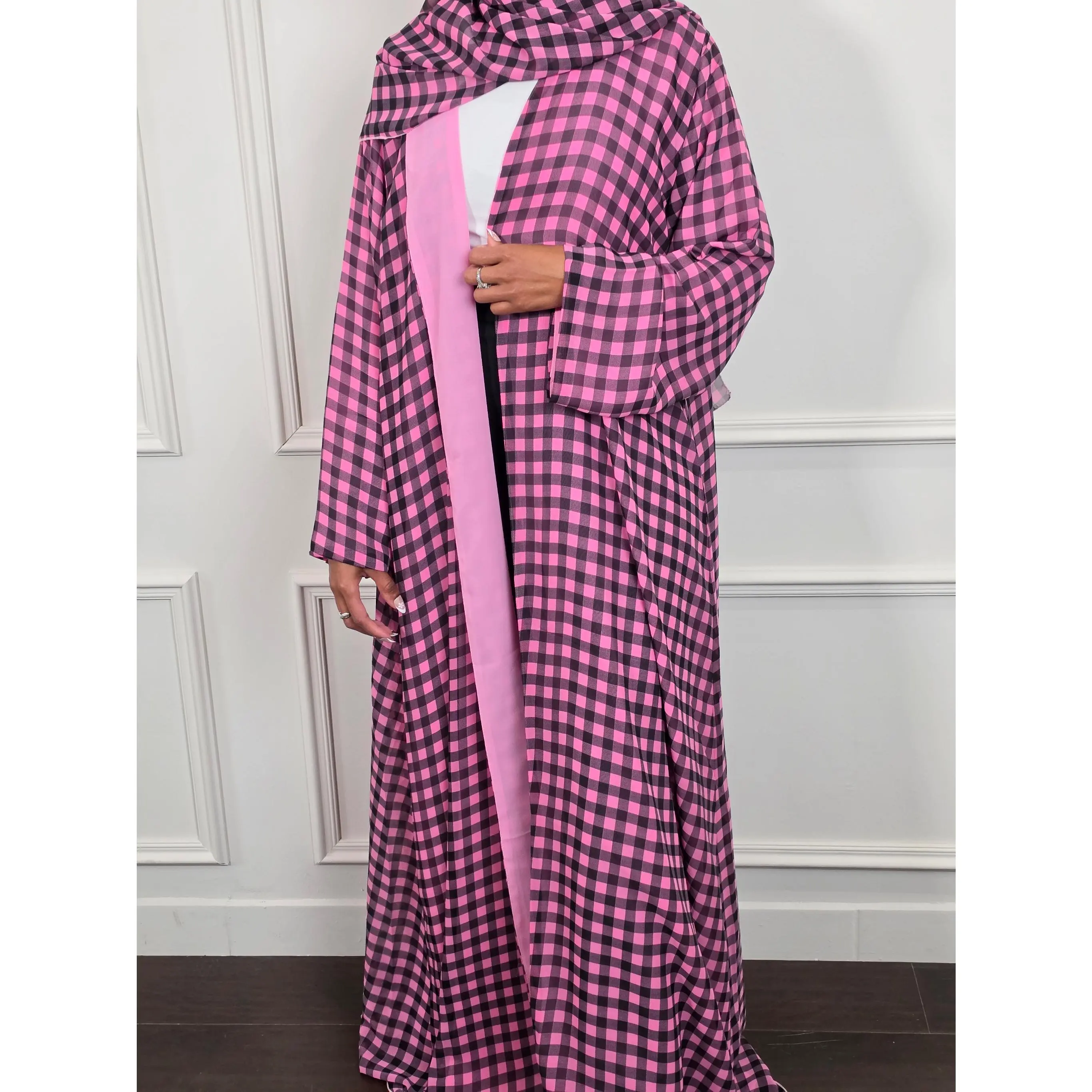 Latifa Double Chiffon Open Abaya with Matching Hijab