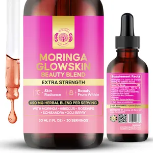 Moringa GlowSkin Beauty Blend Extract – Multi-Herb Botanical Drops with Moringa, Hibiscus, Rosehips, Schisandra & Goji Berry | 650 MG Herbal Blend for Radiant Skin & Beauty Support