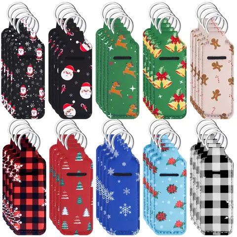 Chrismas Lipstick Holder Keychain Bulk Gift for Teacher Coworker Nurse Employee Friends Students Portable Lip Balm Bag with Hook Gift for Classroom Exchange Chrismas Stoking Stuffers Secret Santa Gift Burr Basket Party Favors