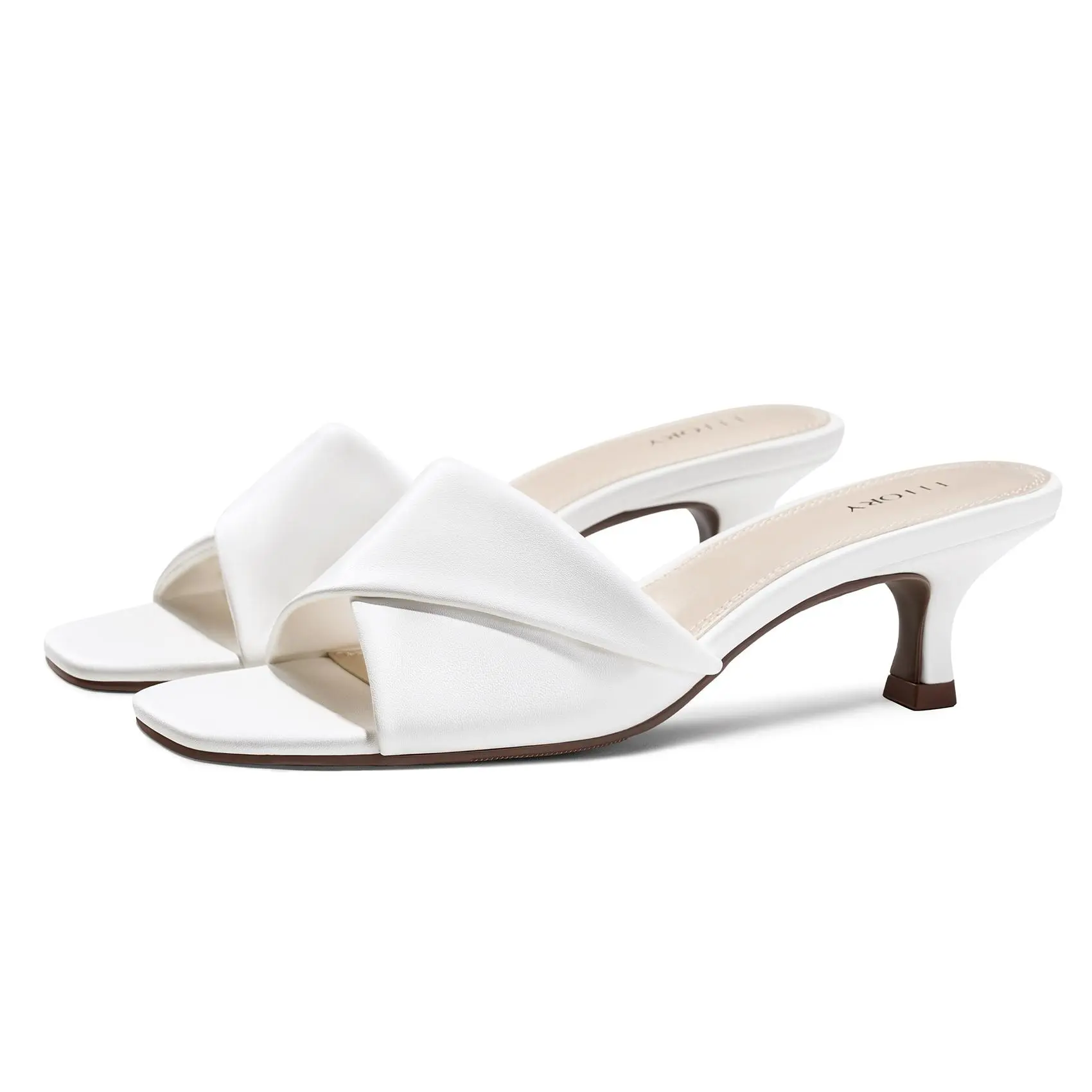 FITORY Women's Cross Band Kitten Heel Sandals,Comfortable Square Open Toe,Dressy Low Heel Sandals Elegant Sandal Cross Strap Sandals