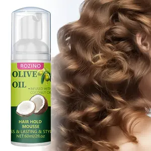 Olive Oil & Coconut Oil Hair Styling Mousse, Long-lasting Hold Hair Setting Mousse, Hair Care & Styling Product for Women & Men, Curly Haircare, Lightweight Frizz Control, Hair Styling Gel, Hair Products, Curl Defining Mousse