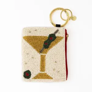Mary Martini And Olive Beaded Coin Purse Ivory