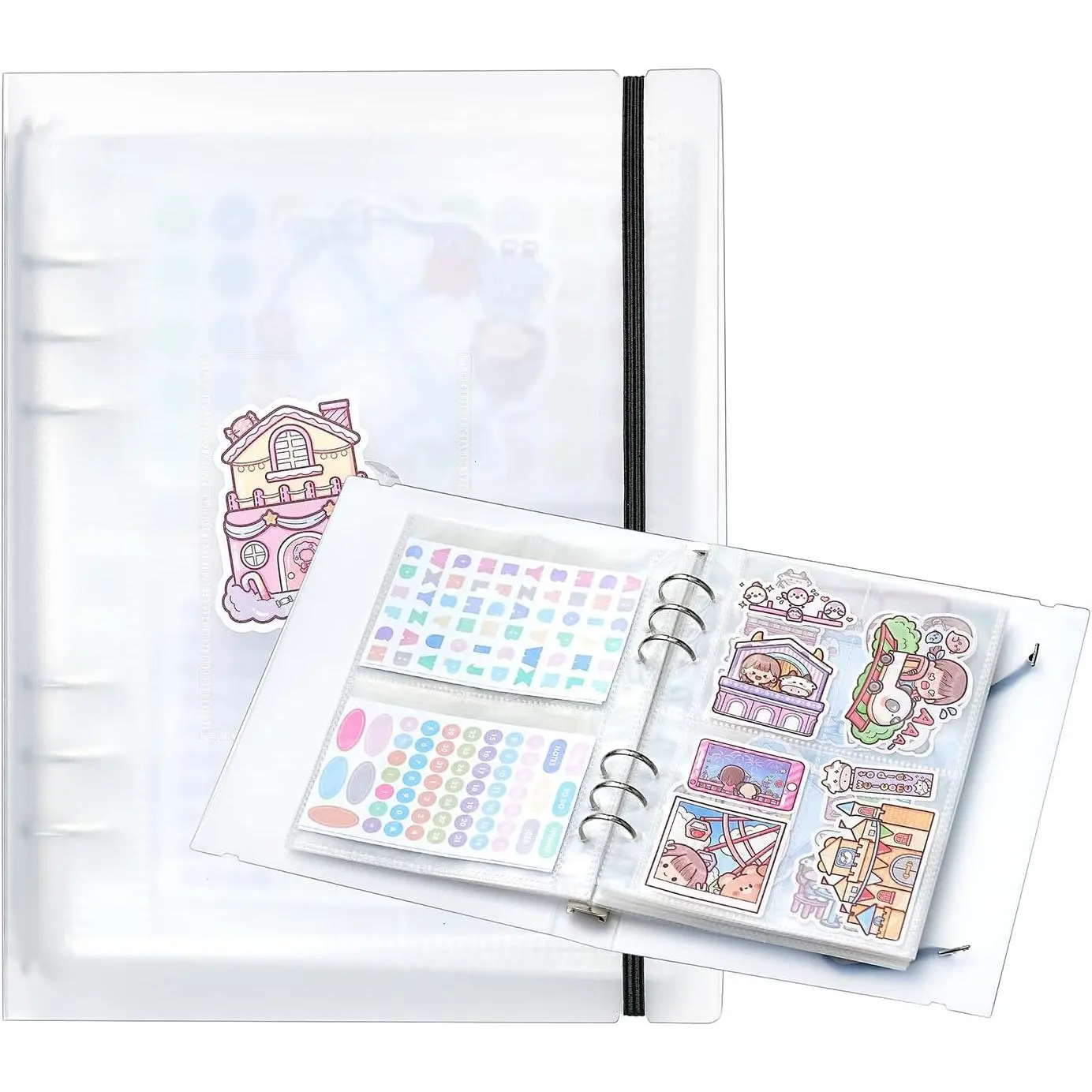 1 count A5 Sticker storage Album,sticker organization Collecting Book Binder sleeves for planner stickers organizers collector recipe cards (3 different sized pockets)