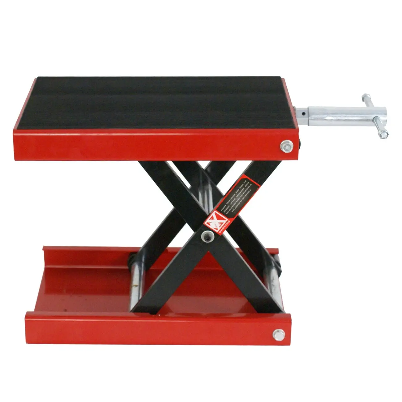SUPERDEAL 1100 lbs. Solid Steel Motorcycle Scissor Jack Lift - Wide Deck Stand with Rubber Pads, Simple Crank Operation for Cruisers - Shop, Garage Automotive Repair Tool, 14.6"x9"x4.5", 3.25"-13.25" Lift Range, Red, Dirt Bikes
