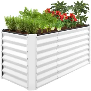 Best Choice Products 4x2x2ft Outdoor Metal Raised Garden Bed, Planter Box for Vegetables, Flowers, Herbs