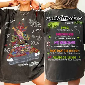 Comfort Colors 2-Sided Rock’n Roller Coaster Graphic T Shirt, Electric Band Ride Tee, Theme Park Music Attraction Shirt, Vintage Vacation Outfit