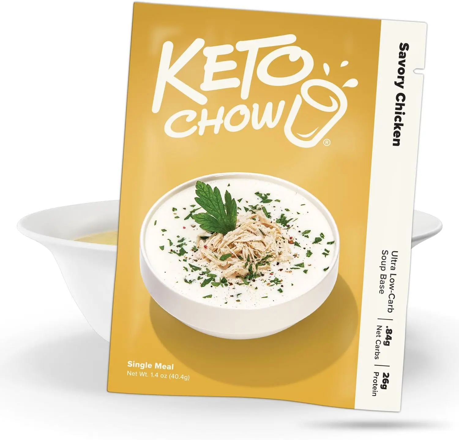 Keto Chow Savory Chicken Soup Starter, Low Carb Soup Base, High Protein Keto-Friendly Meal Starter, Gluten Free Savory Soup Mix, Customizable Hot Meal Option