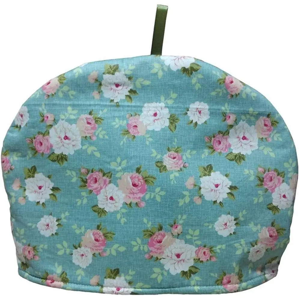 Cotton Vintage Floral Printed Teapot Cover - Insulated Kitchen Dust Cover for Teapots & Kettles, Green (Home & Festive Party Supplies)