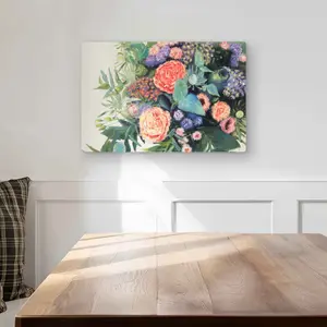 Begin Home Decor C1MP1218L7TA1I 12 x 18 in. Flowers Melody - Coral Floral Metal Print Wall Art for Home Decor